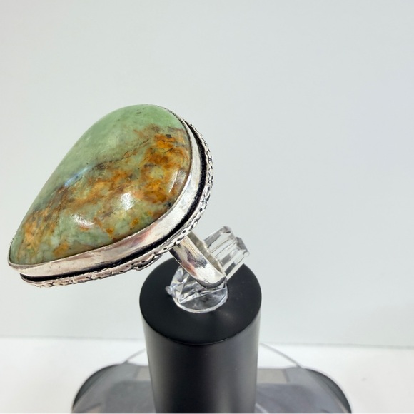 Impression Jasper silver overlay large gemstone ring 925 adjustable size 4-8 - Picture 4 of 8
